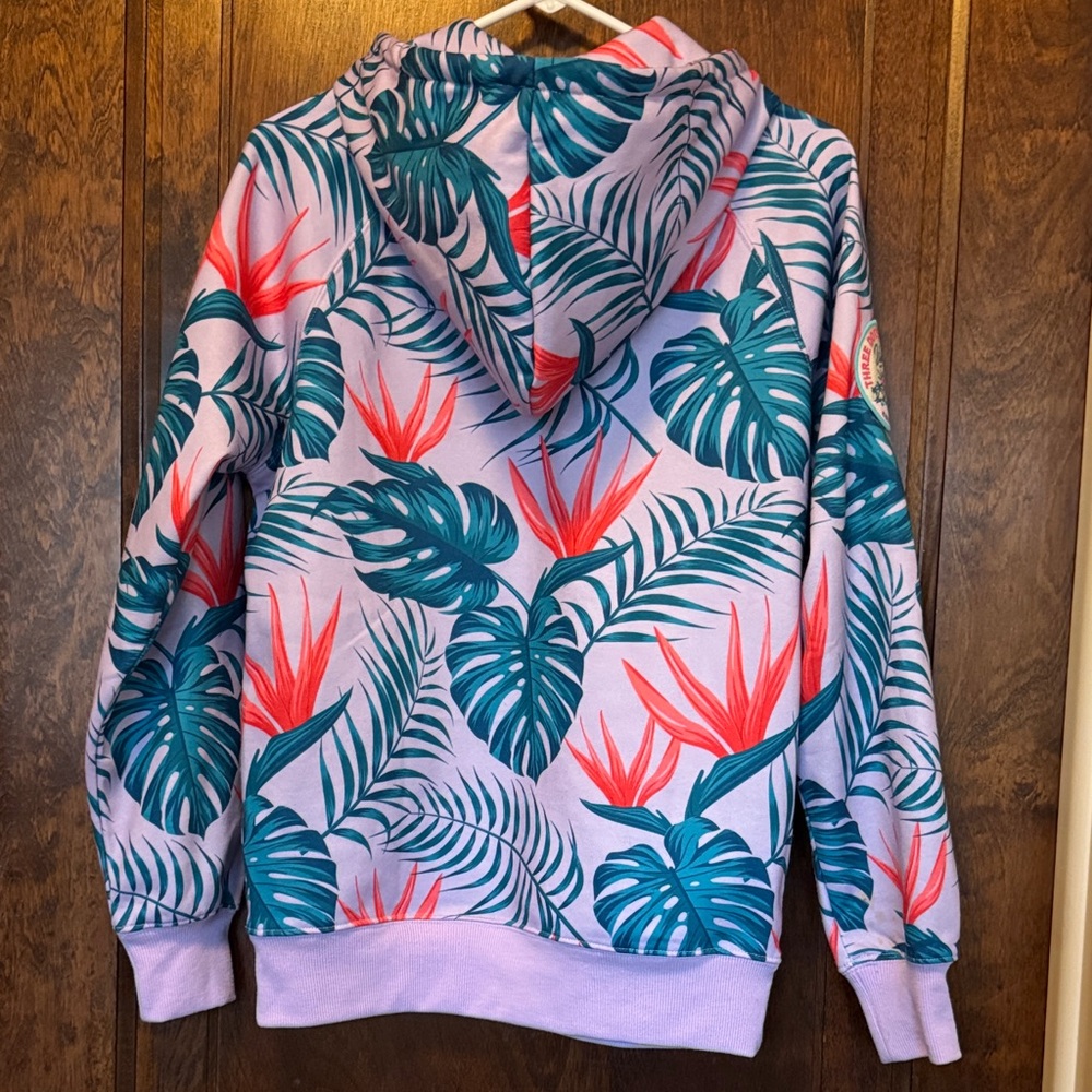 Three Dots and a Dash Chicago Leaf Print Men's Hoodie, Size Small - Picture 6 of 6